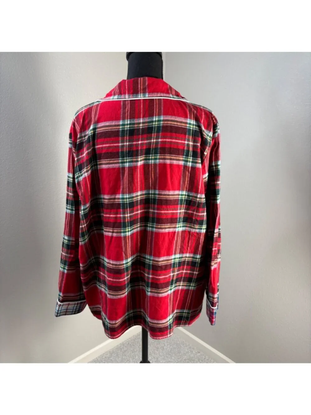 Lands' End Flannel Pajama Top only Womens XXL Red Multi-Colored Plaid